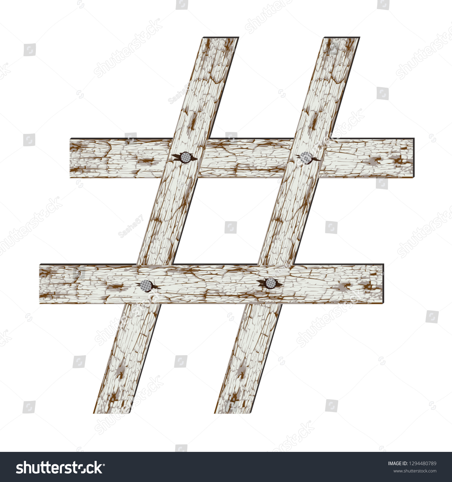 Vektor Stok Hashtag Vintage Symbol Isolated On White Tanpa Royalti