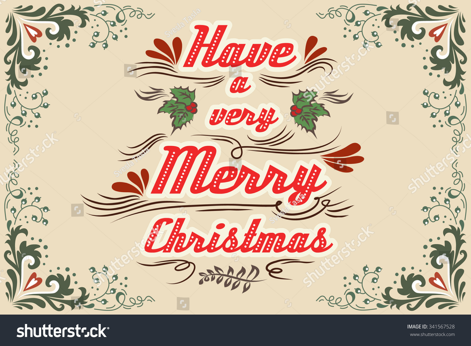 Have Very Merry Christmas Hand Drawn Stock Vector 341567528 - Shutterstock