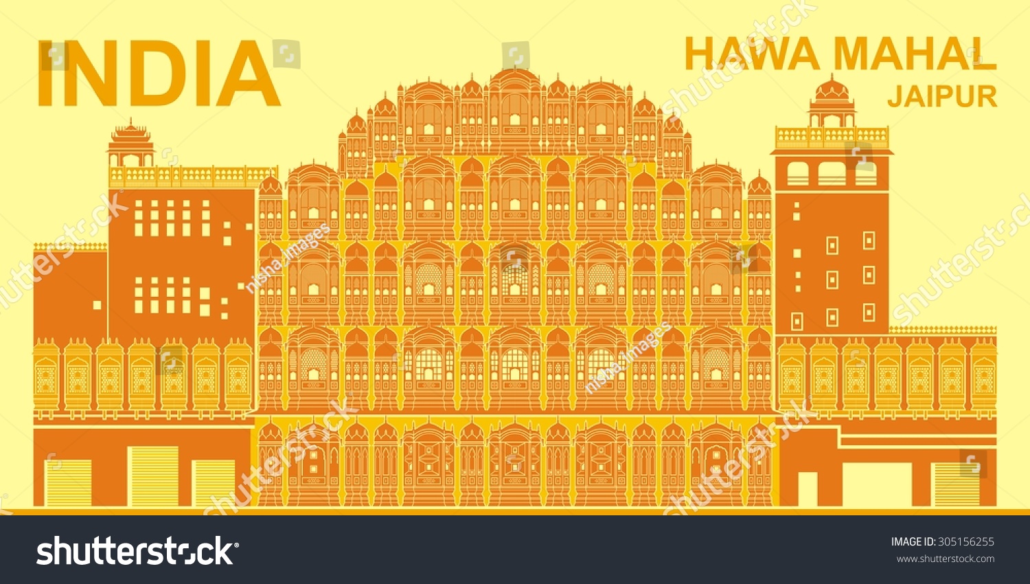 Hawa Mahal Palace Winds Jaipur India Stock Vector 305156255 Shutterstock