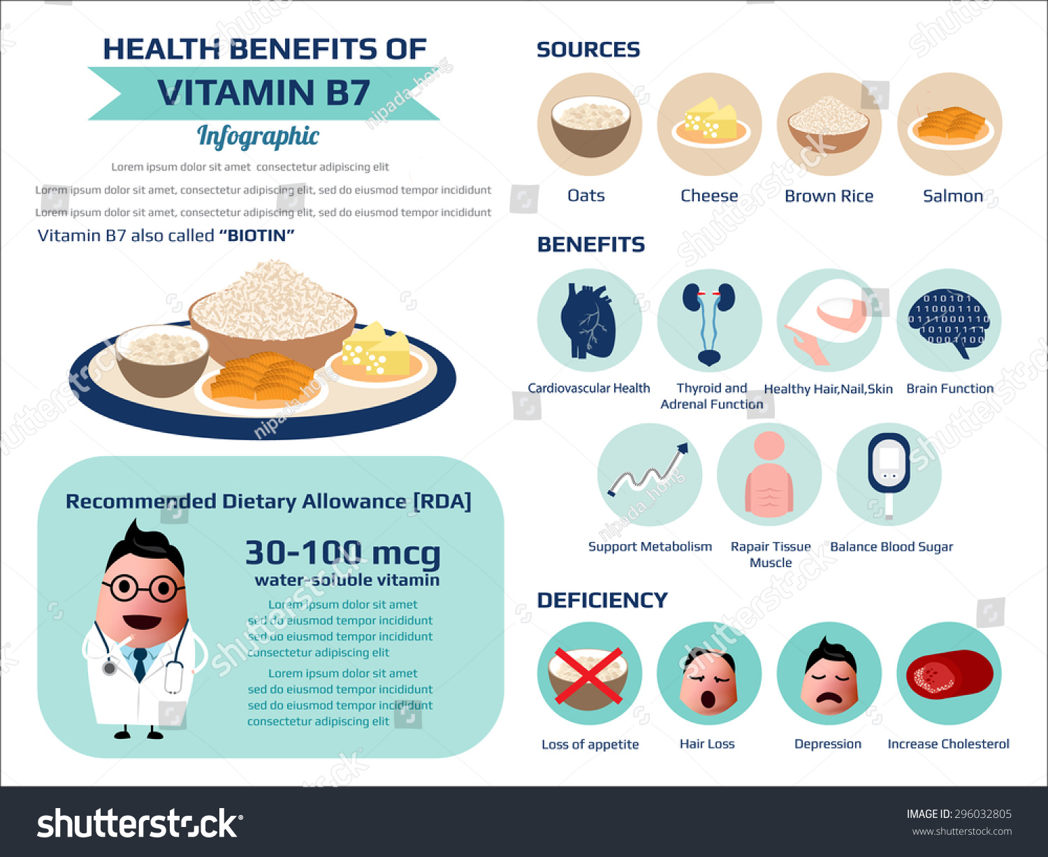 Health Benefit Of Vitamin B Biotin Infographic Vector Illustration