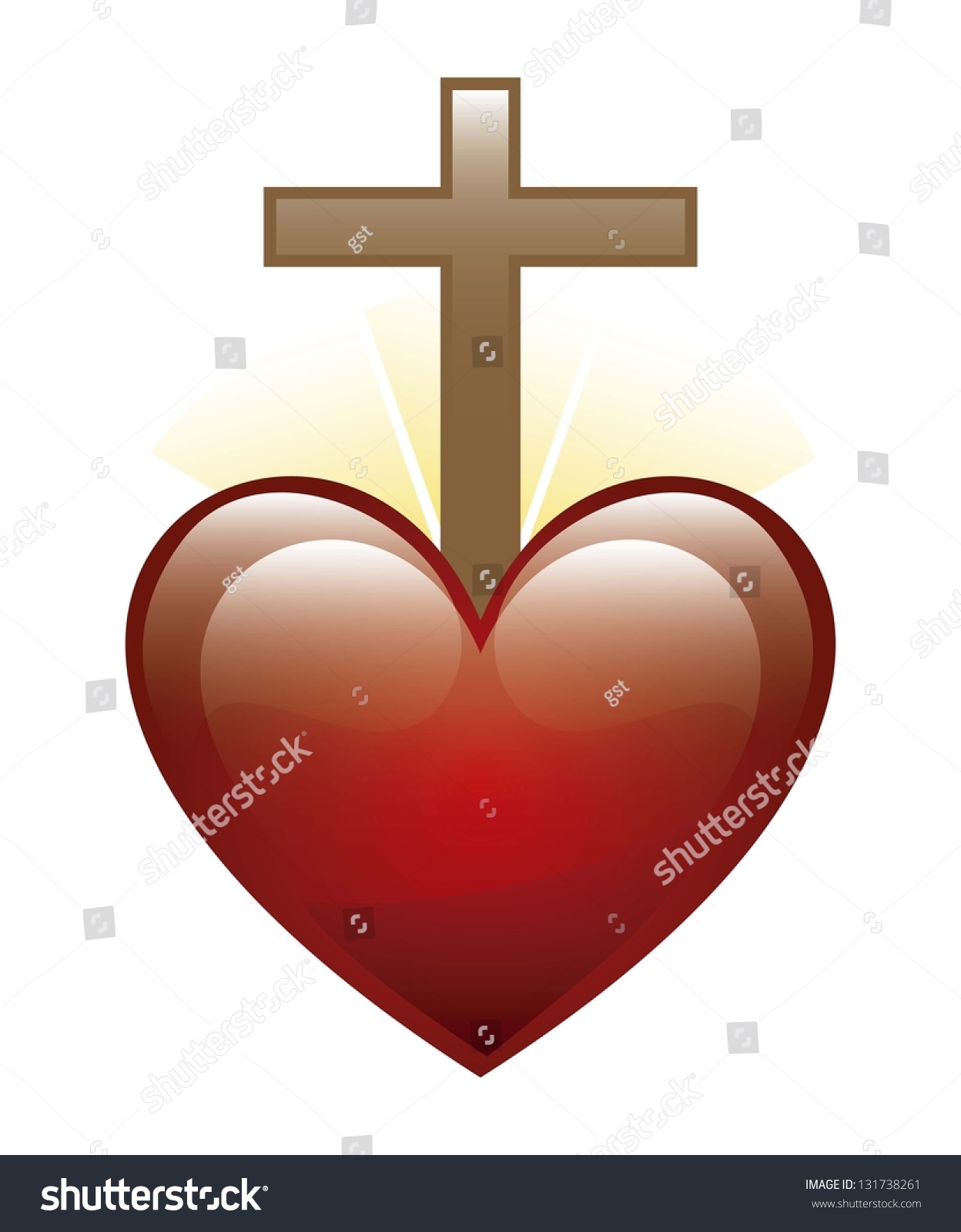 Heart Cross Icon Over White Background Stock Vector 131738261