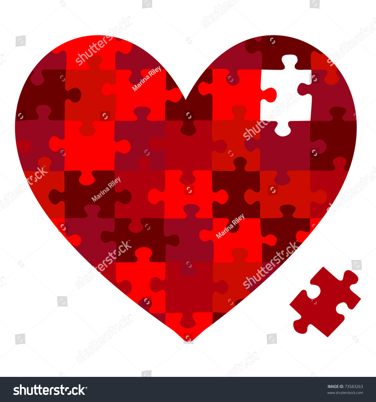 Heart Jigsaw Puzzle In Vector Format 73583263 Shutterstock