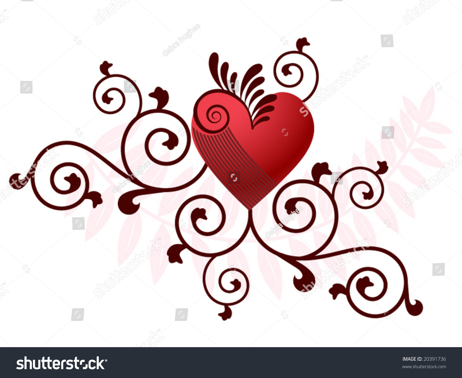 Heart Filigree Coils Layered Easy Editing Stock Vector 20391736
