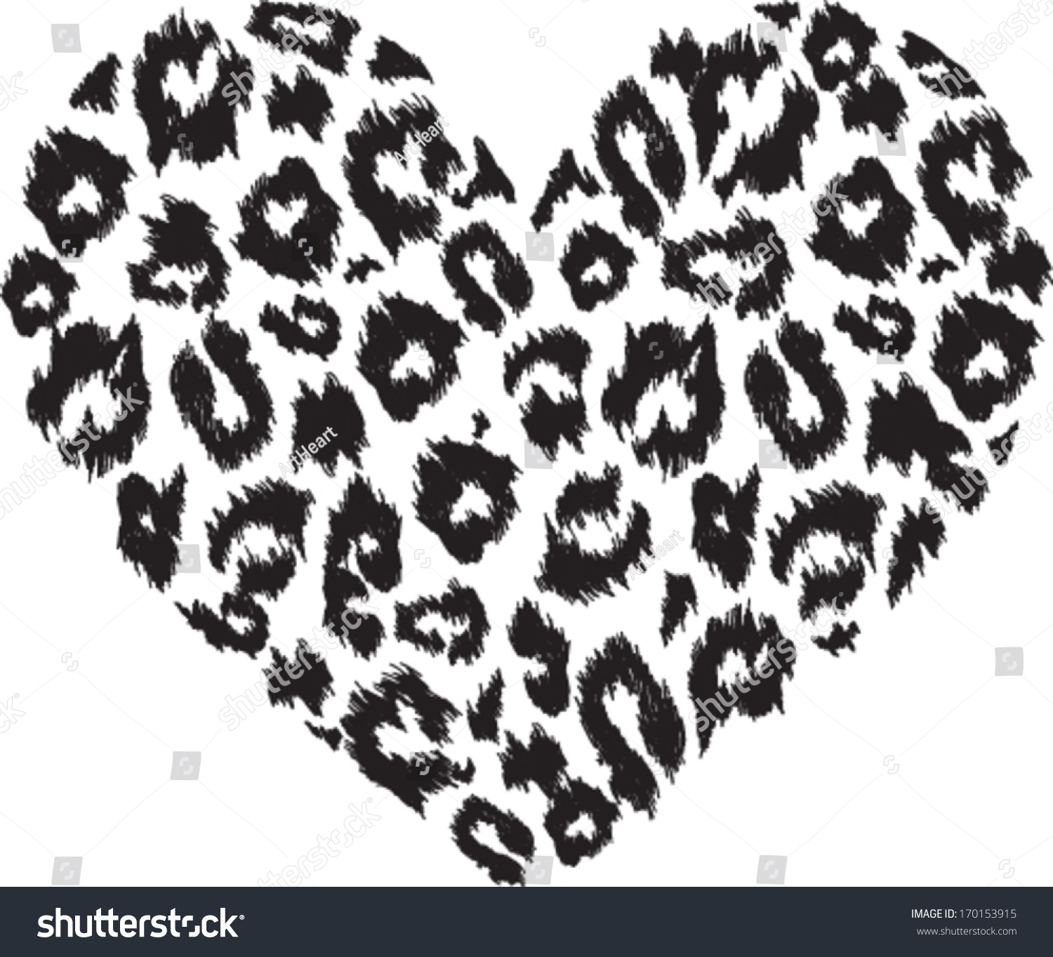 Heart With Leopard Print Texture Pattern Stock Vector Illustration