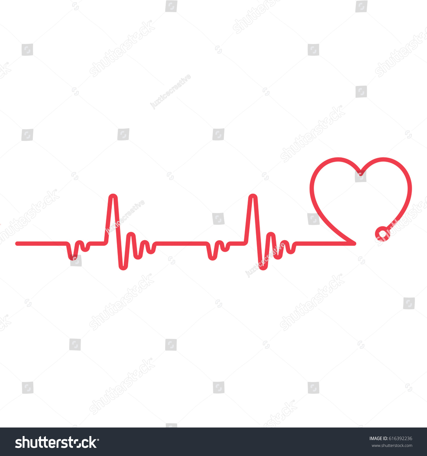 Heartbeat Line Heart Cardio Stock Vector Shutterstock