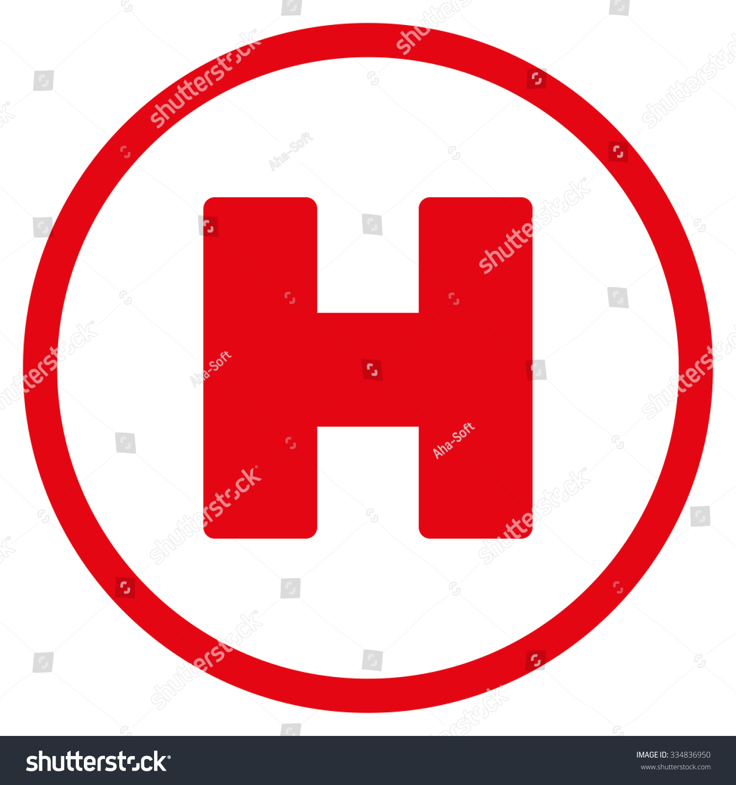 Helicopter Landing Vector Icon. Style Is Flat Red Symbol, Rounded