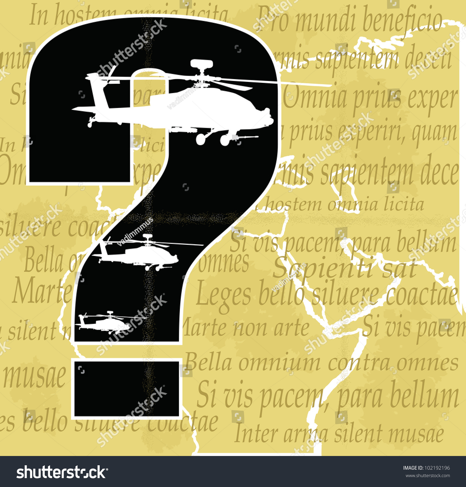 helicopters-question-mark-and-old-map-with-latin-phrases-about-war