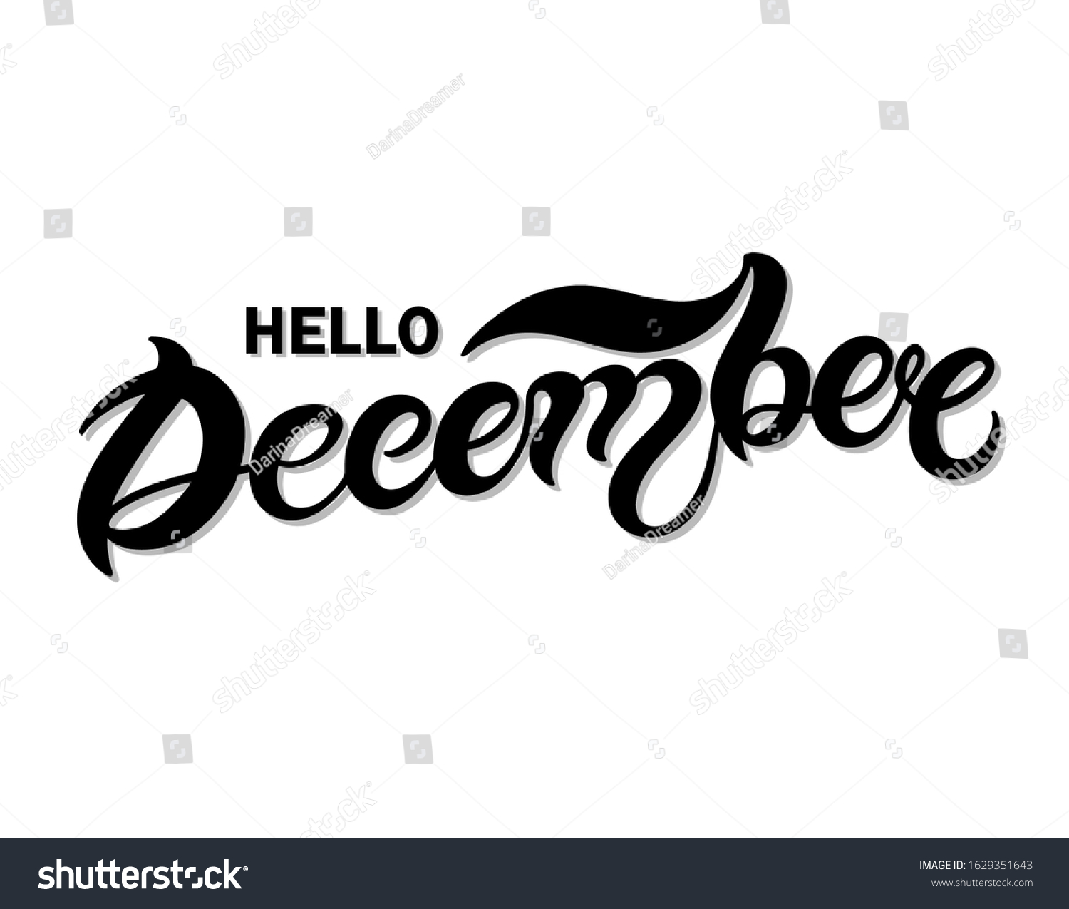 Hello December Hand Drawn Lettering Vector Stock Vector Royalty Free