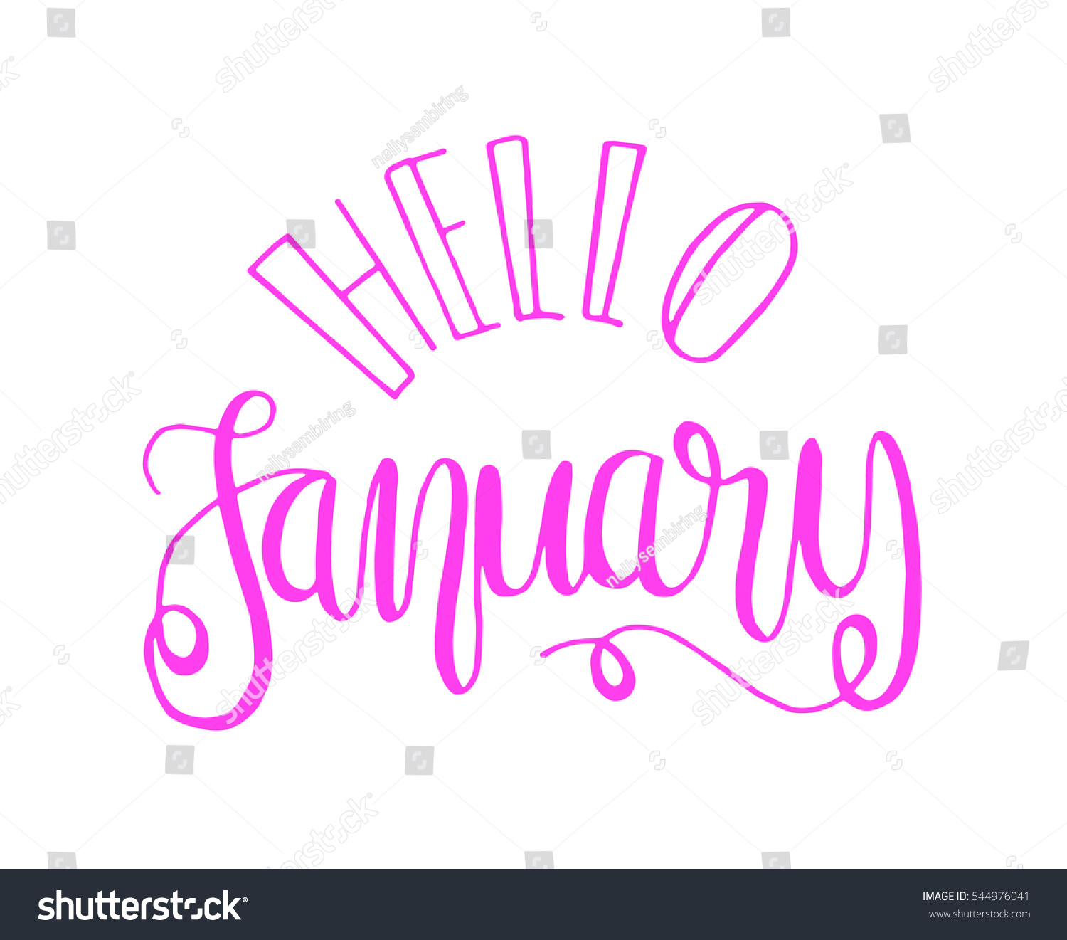 Hello January Hand Lettered Quote Modern Stock Vector Royalty Free