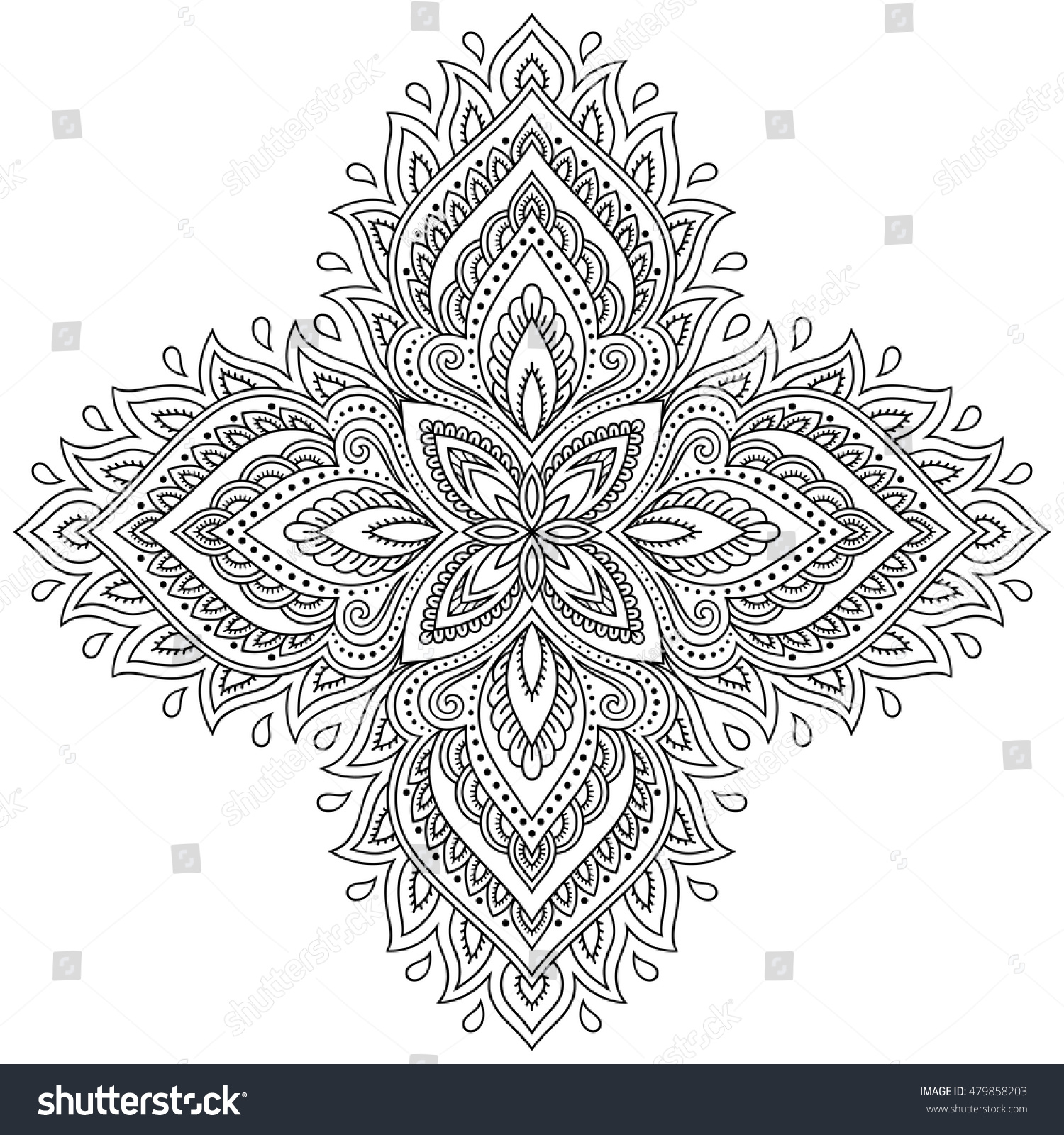 Henna Tattoo Mandala Mehndi Style Pattern Stock Vector Shutterstock