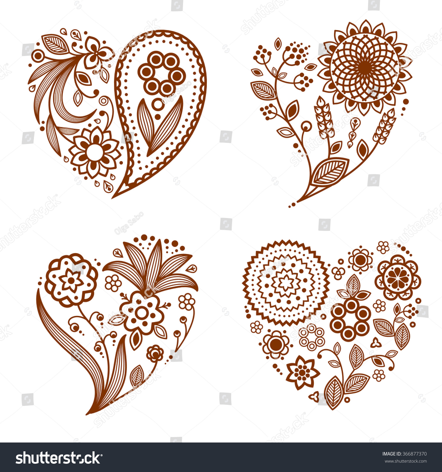 henna tattoo ornamental hearts mehndi style four stock henna tattoo ornamental hearts mehndi style four stock