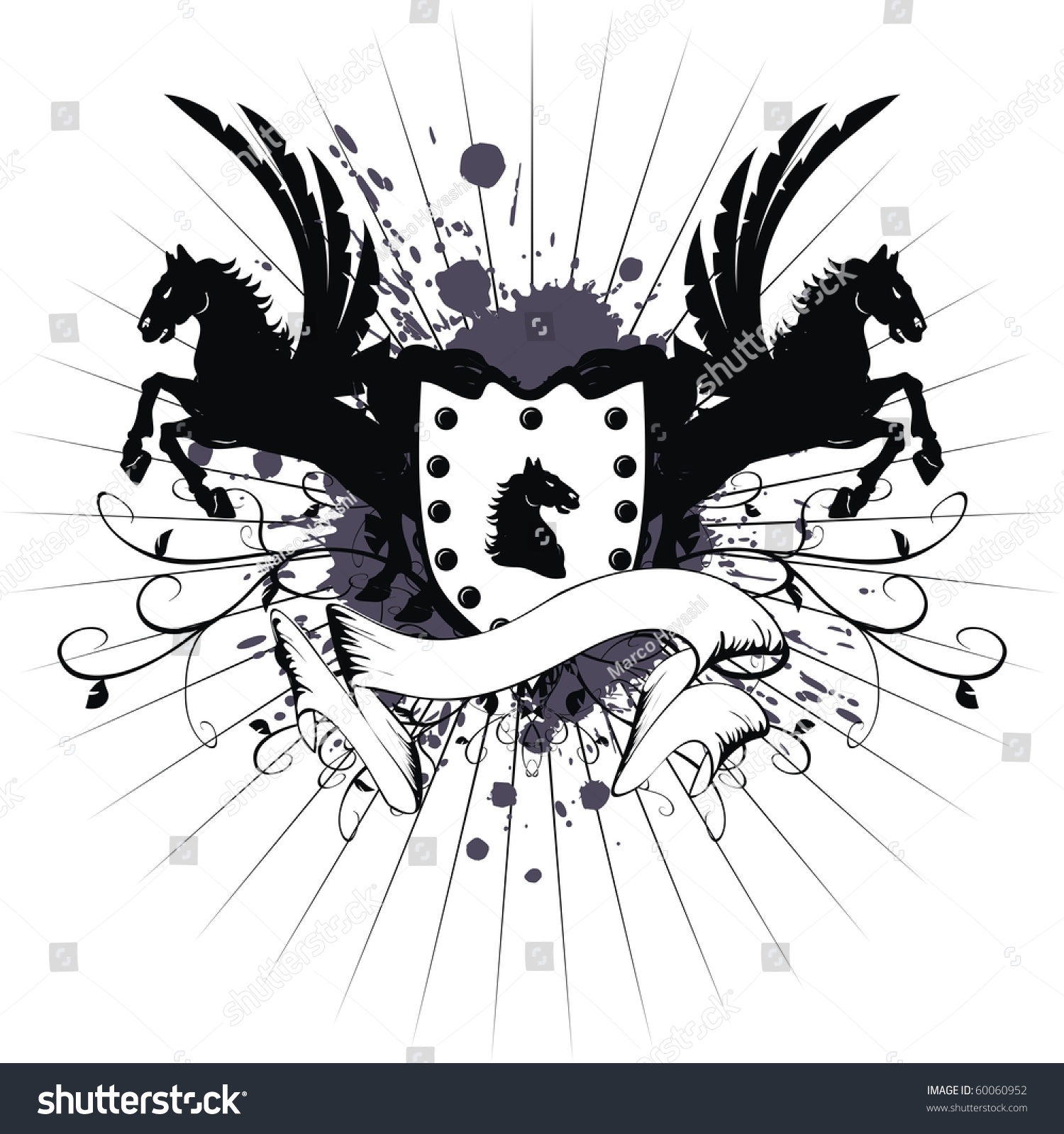 Heraldic Horse Coat Of Arms In Vector Format Very Easy To Edit