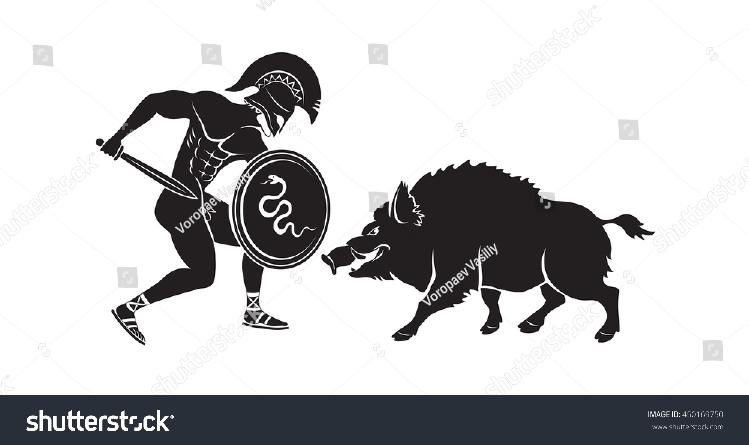 Hercules Erymanthian Boar Stock Vector Royalty Free