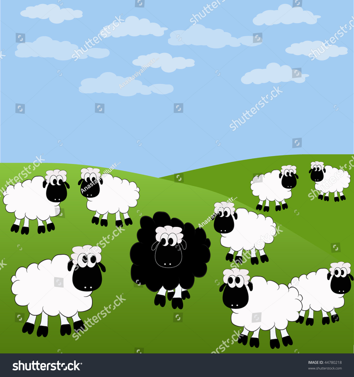 Herd Of Sheep Stock Vector Illustration 44780218 : Shutterstock