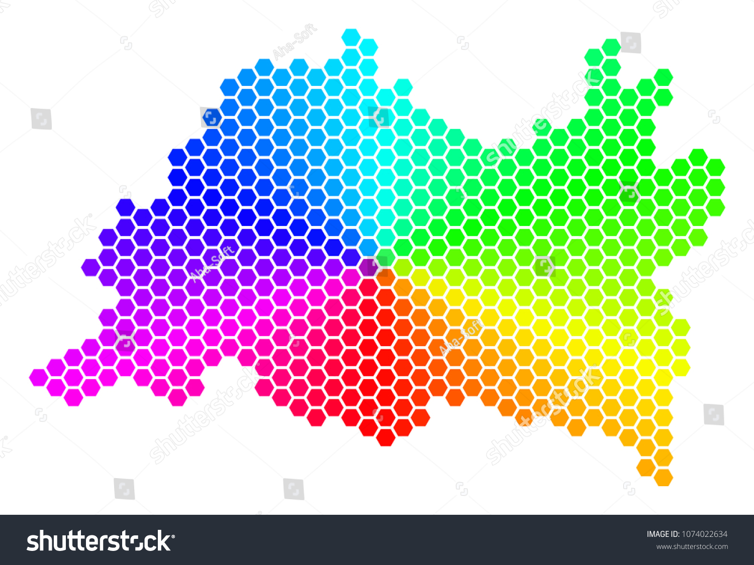 Hexagon Spectrum Tatarstan Map Vector Geographic Stock Vector Royalty