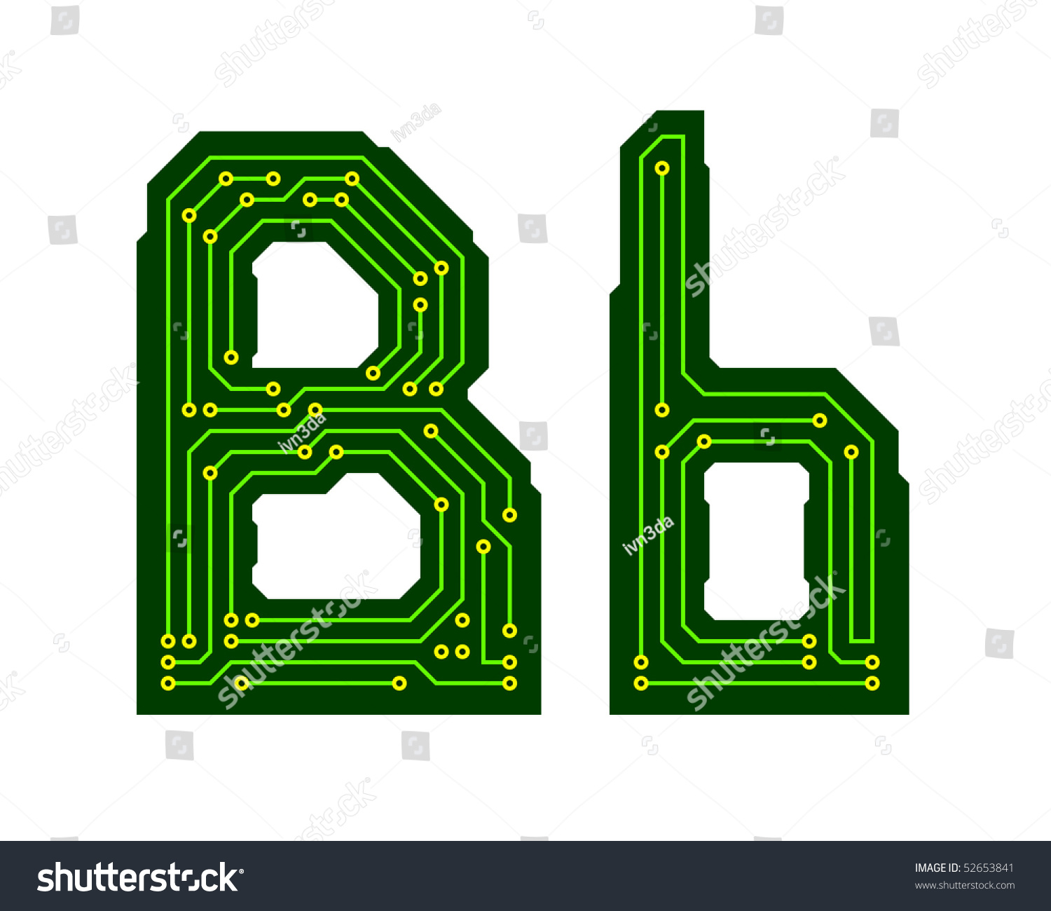 Hi-Tech Circuit Board Alphabet. Letter B Stock Vector Illustration ...