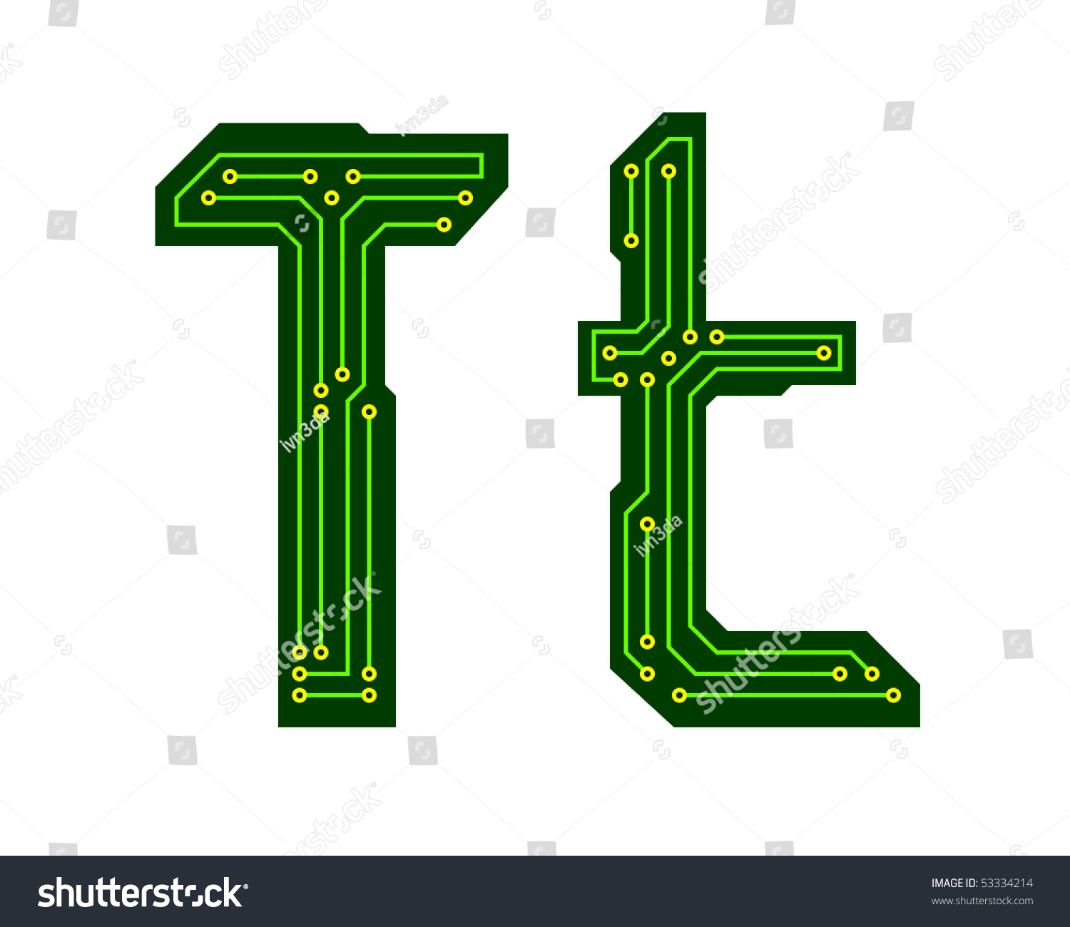 Letter From Electronic Circuit Board Alphabet On White Backgroun Stock