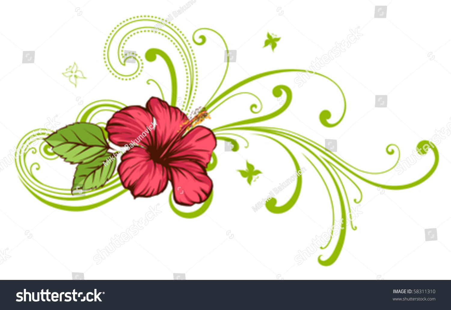 Hibiscus Stock Vector Illustration 58311310 : Shutterstock