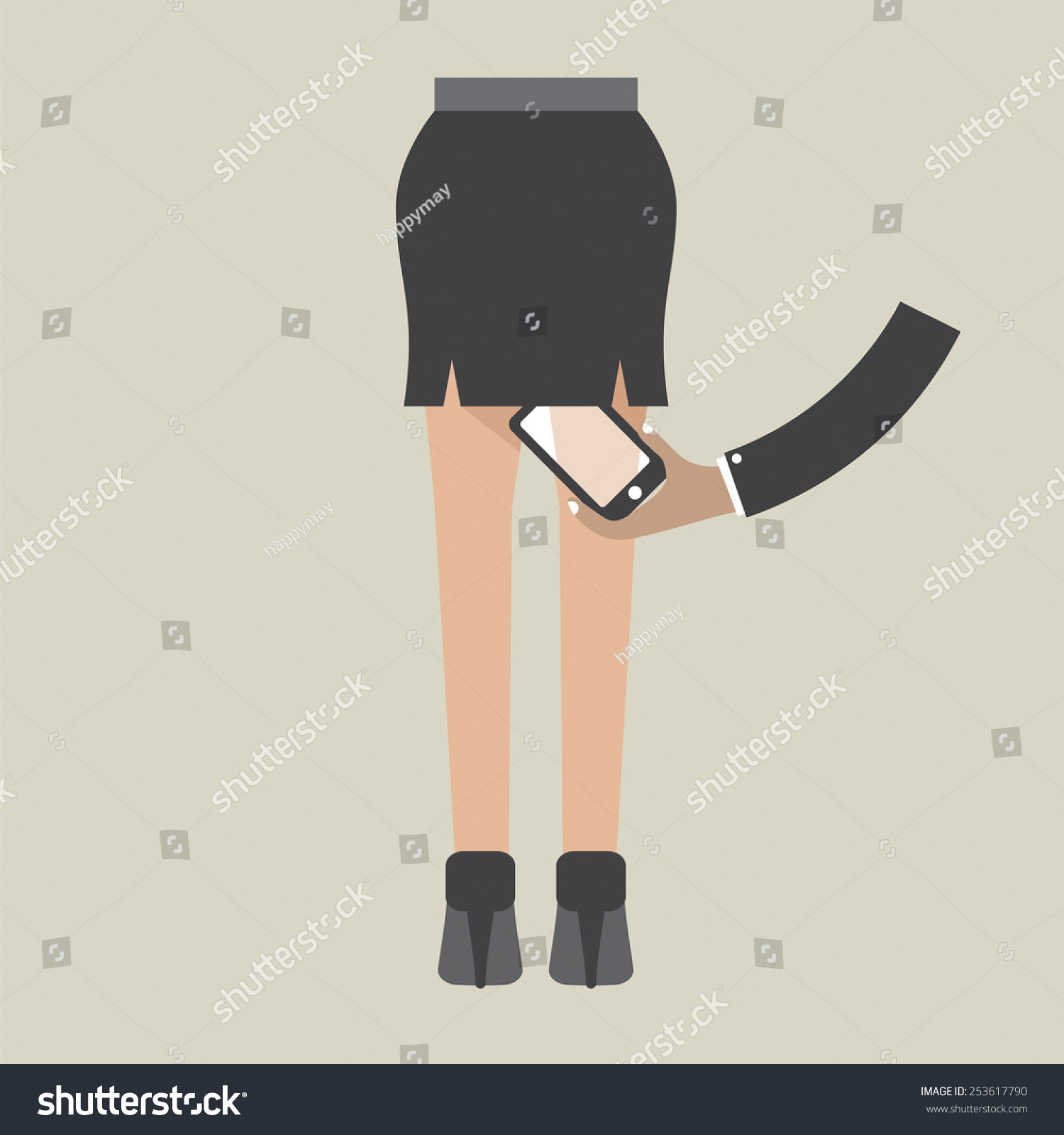 Hidden Spy Camera Under Woman Skirt Vector Illus