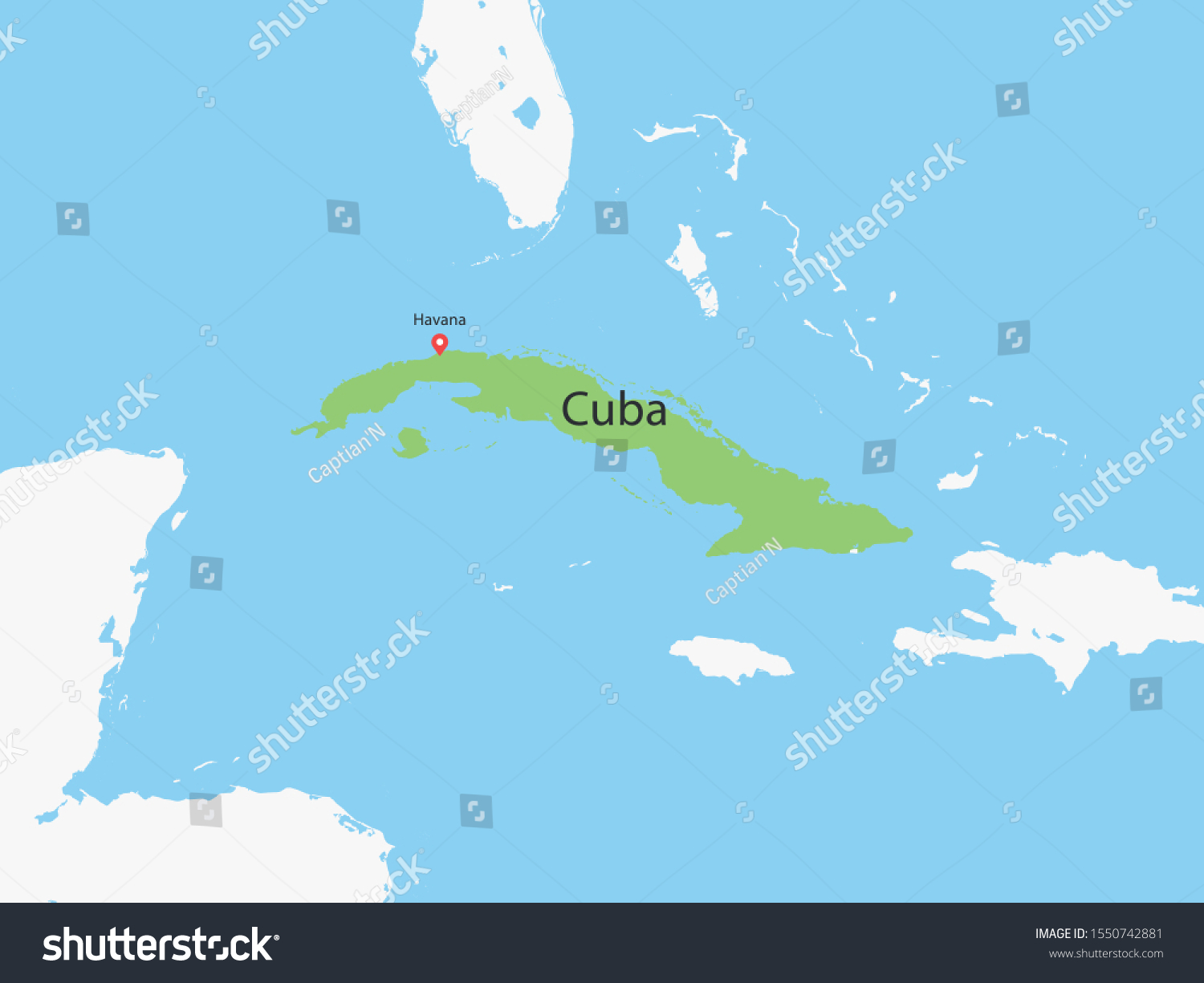 High Detailed Map Cuba Capital Vector Stock Vector Royalty Free