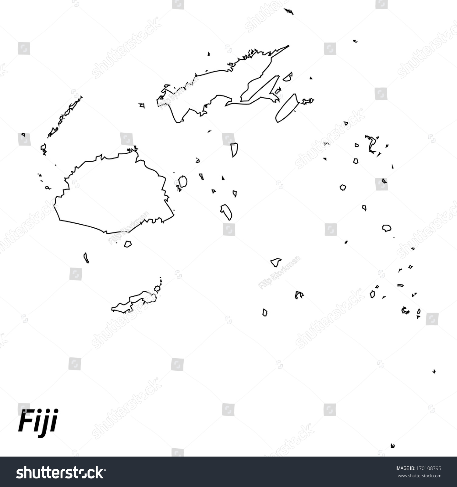 Vektor Stok High Detailed Vector Map Contour Fiji Tanpa Royalti