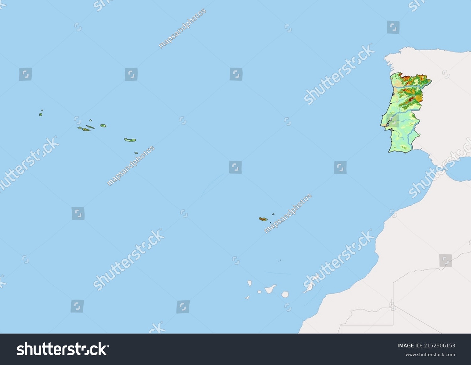 High Detailed Vector Portugal Physical Map Stock Vector Royalty Free