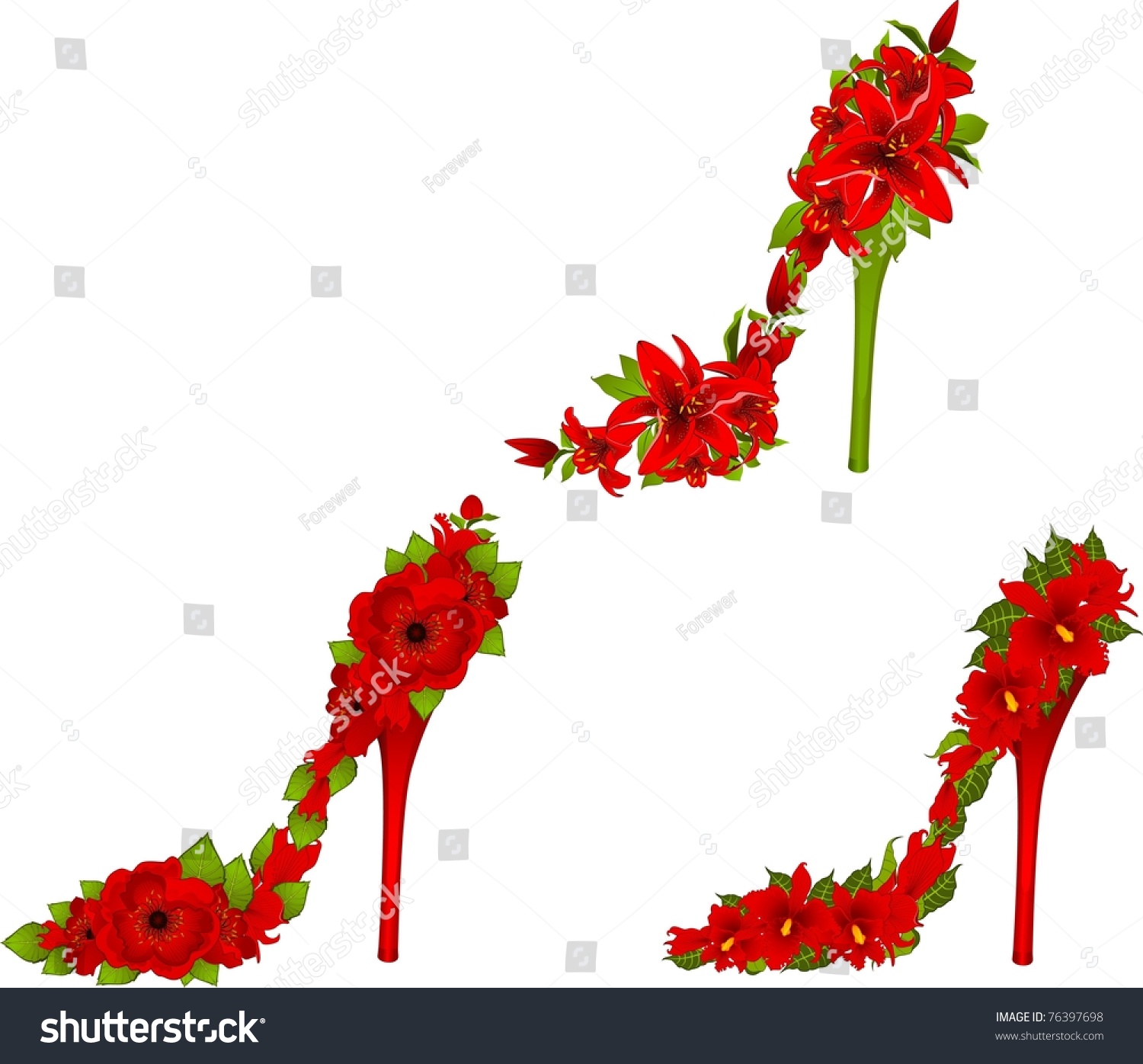 High Heel Beautiful Flowers Vector Stock Vector 76397698 - Shutterstock