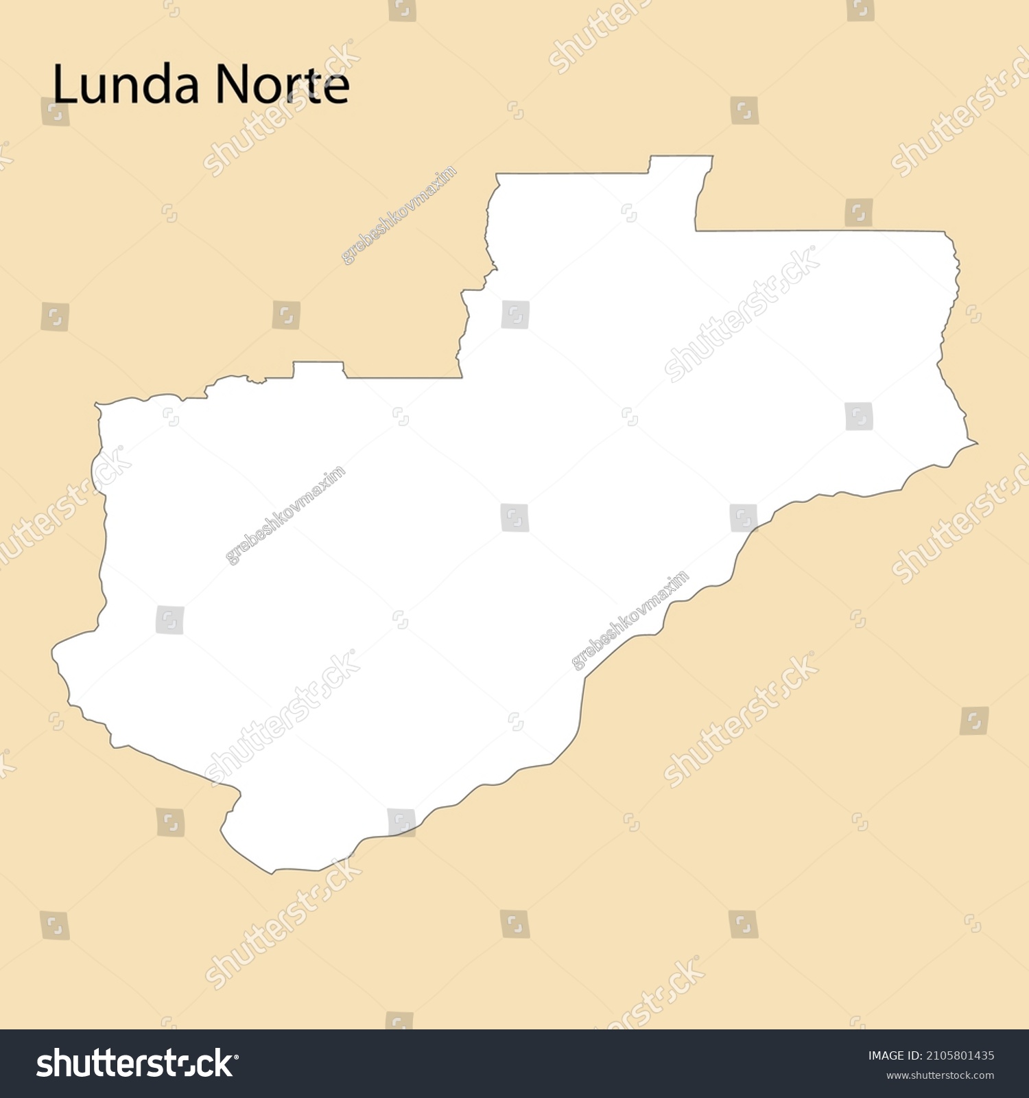 High Quality Map Lunda Norte Region Stock Vector Royalty Free