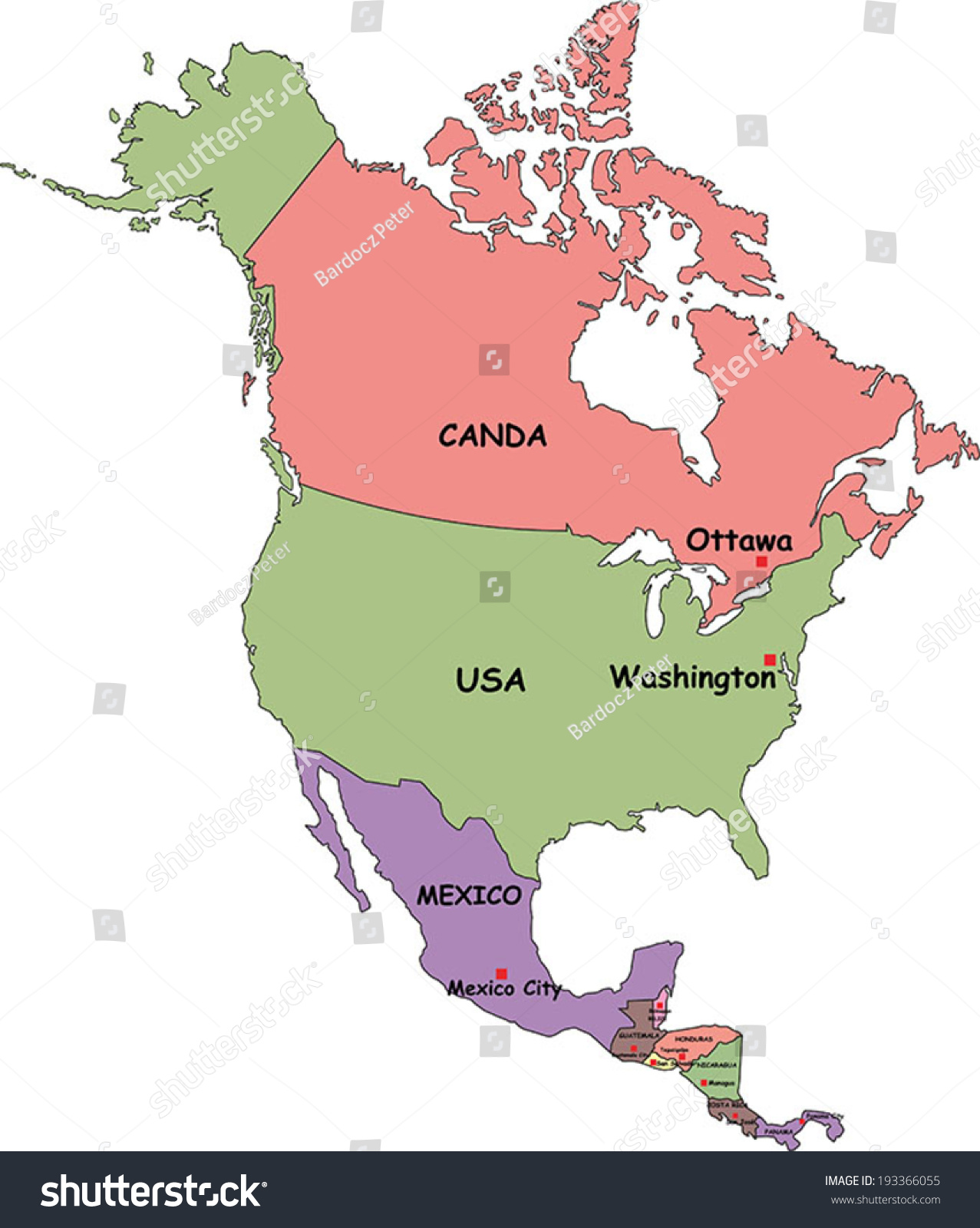 North America Map With Capitals Map