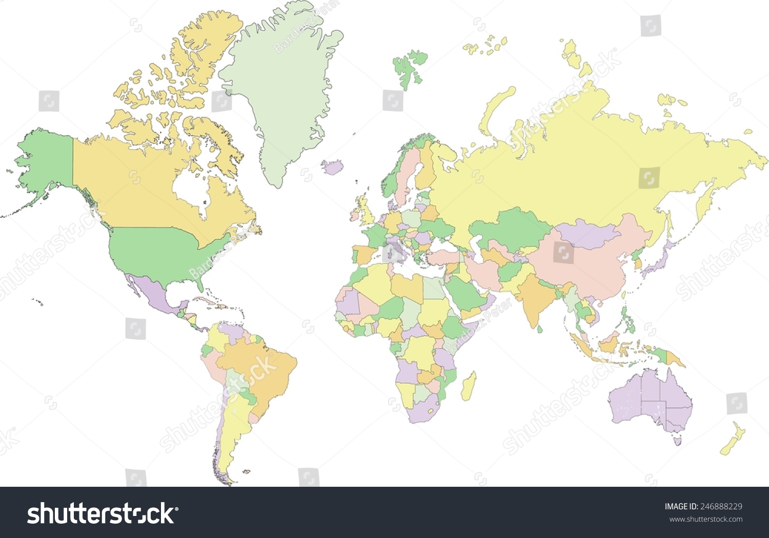 Vektor Stok Highly Detailed Political World Map Vector Tanpa Royalti