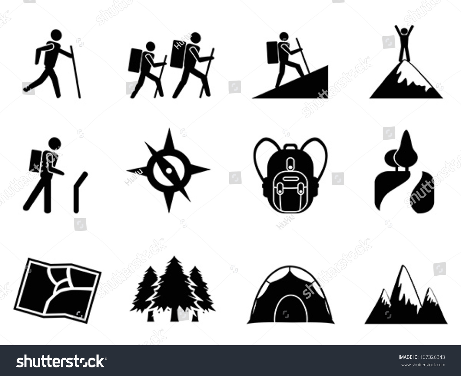 Hiking Icons Stock Vector 167326343 - Shutterstock