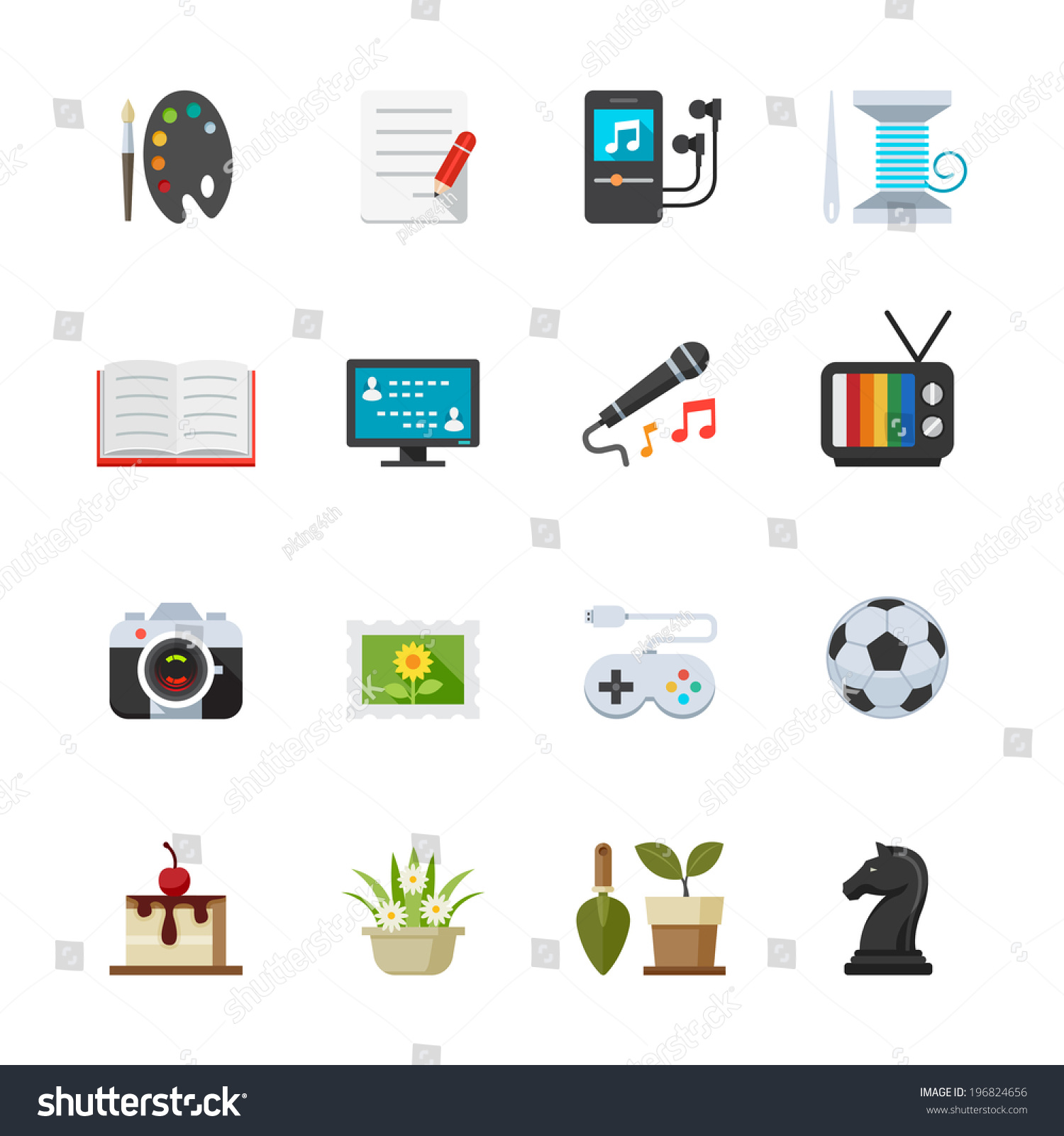 stock-vector-hobbies-icons-flat-icon-set