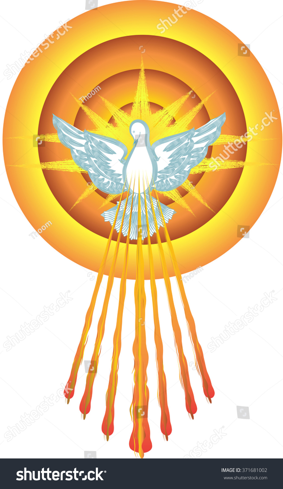 Holy Spirit Symbol Dove With Halo And Seven Rays Of Fire Symbols Of