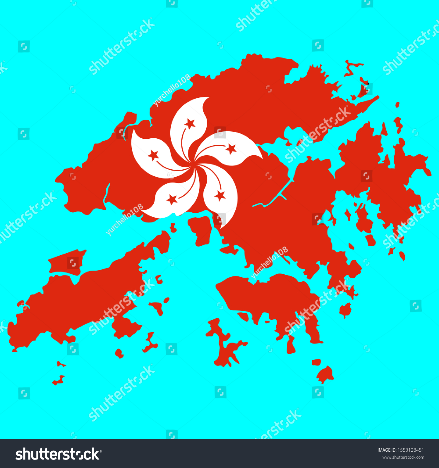 Hong Kong Map Flag Vector Stock Vector Royalty Free