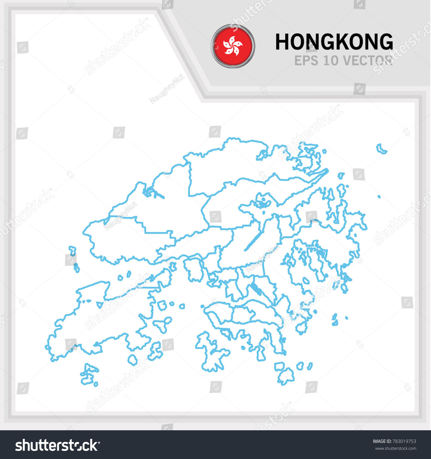 Hongkong Map Flag White Background Stock Vector Royalty Free