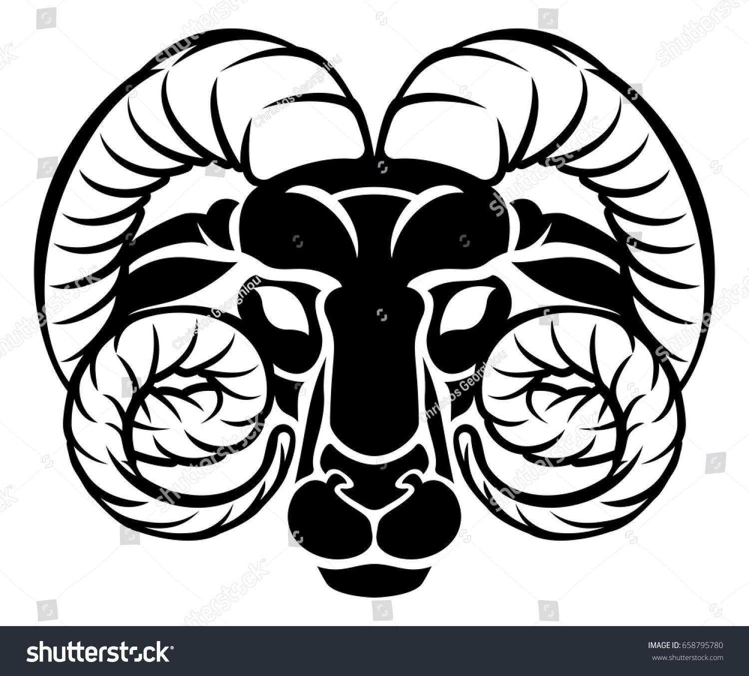 Horoscope Zodiac Signs Circular Aries Ram Stock Vector Royalty Free