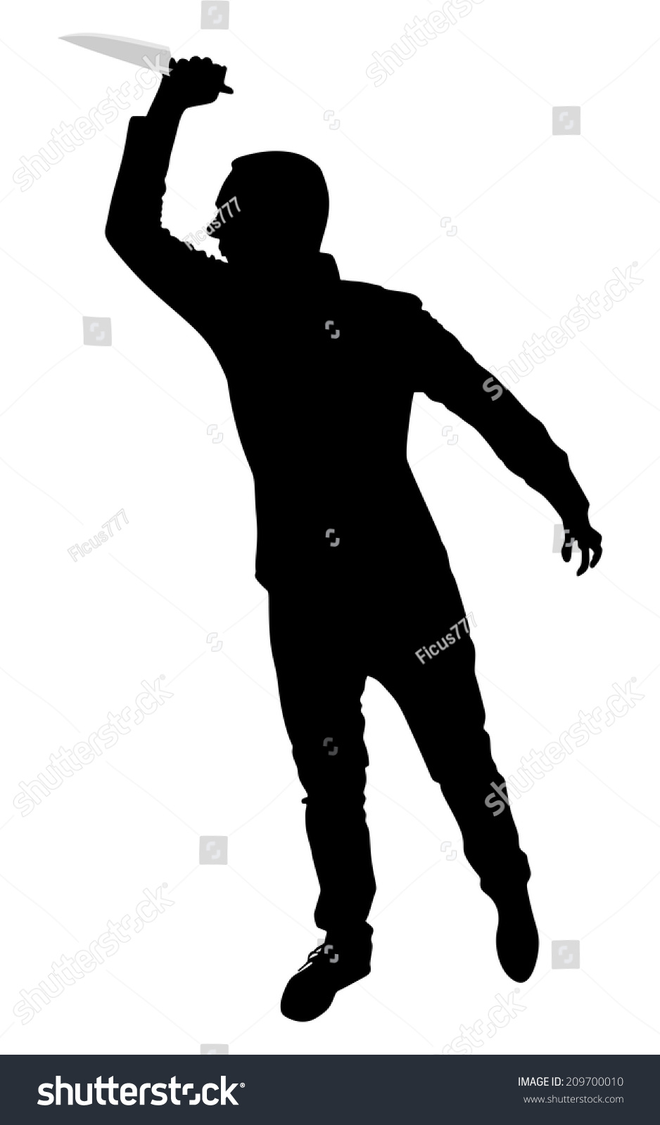 Horror Silhouette Of Man With Knife Stock Vector Illustration 209700010