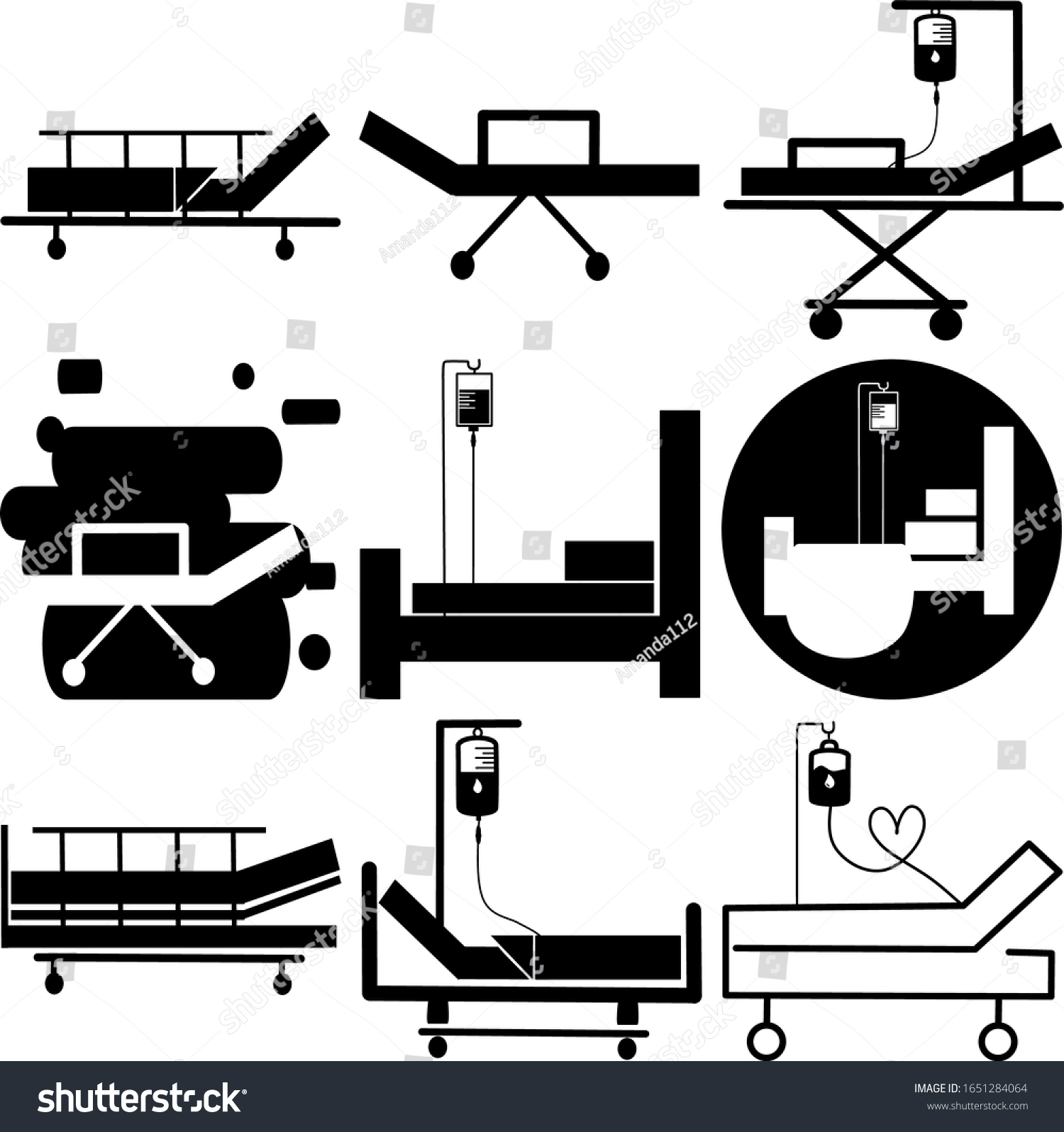 Hospital Bed Intensive Care Unit Icon Stock Vector Royalty Free