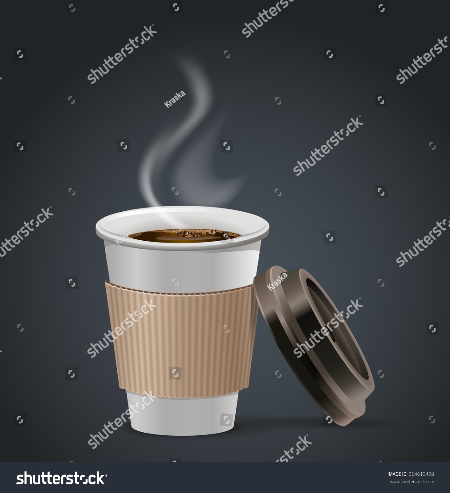 Hot Coffee Take Away Paper Cup With Open Lid Stock Vector Illustration