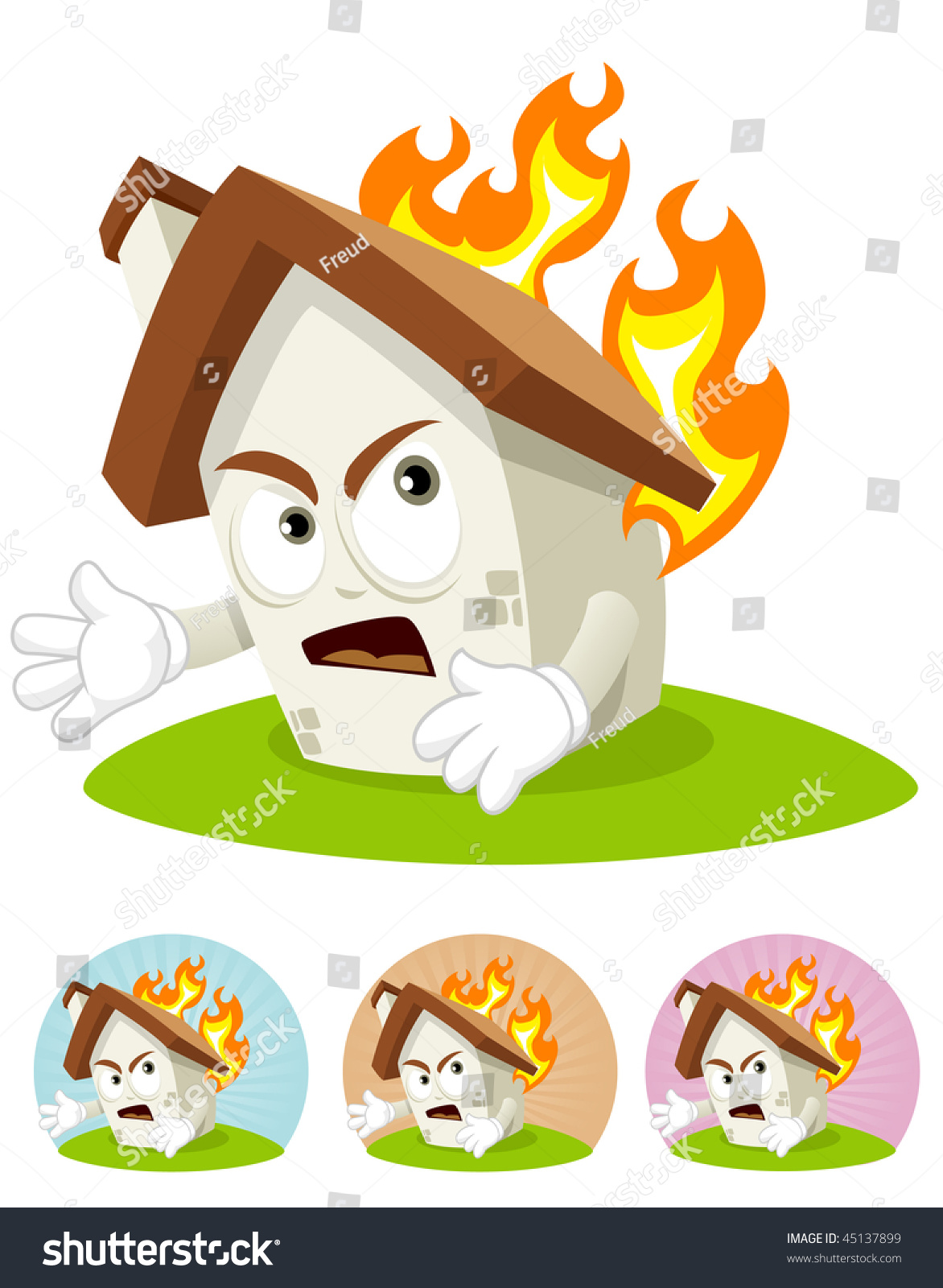 House Cartoon Character Illustration Frightened Seeing Stock Vector