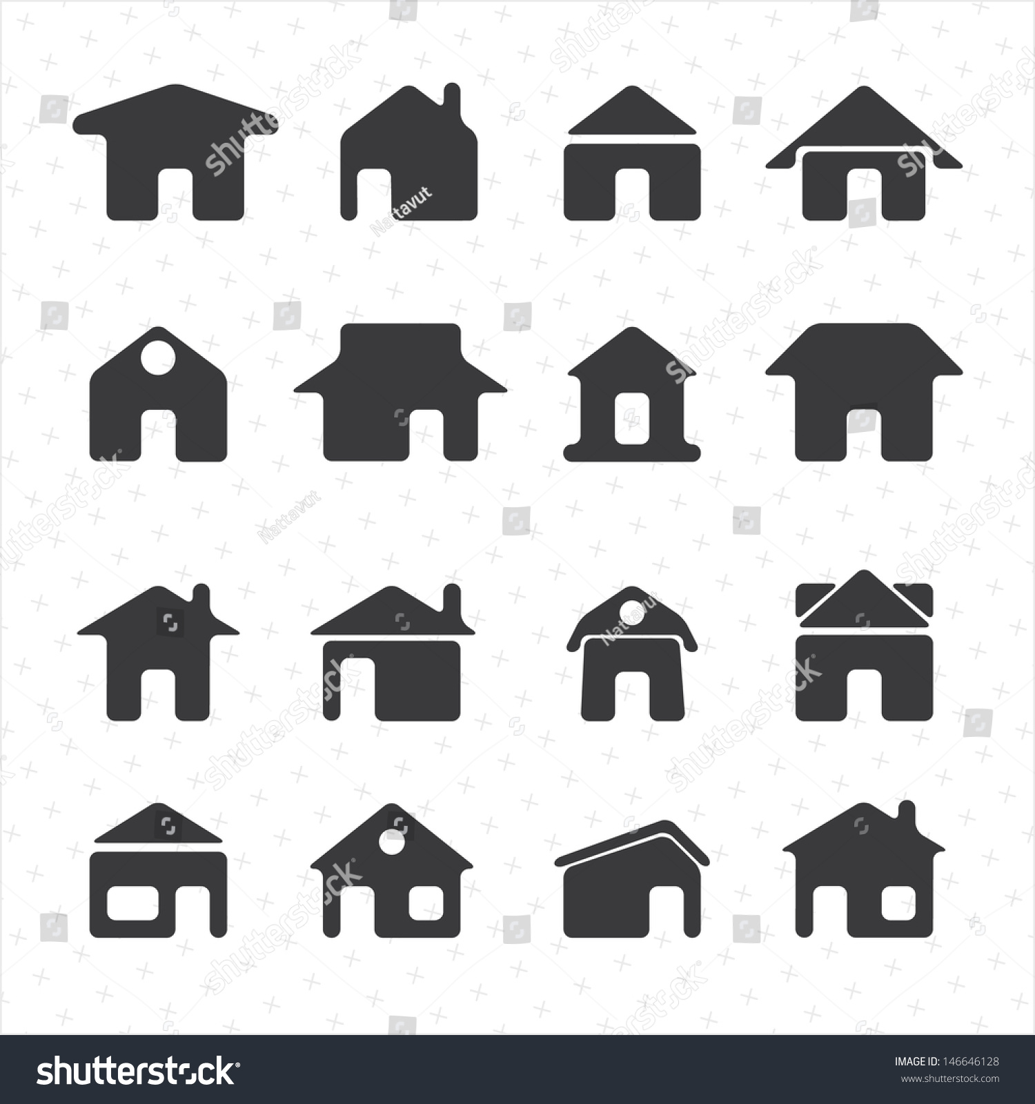 House Icon Set Stock Vector Illustration 146646128 : Shutterstock