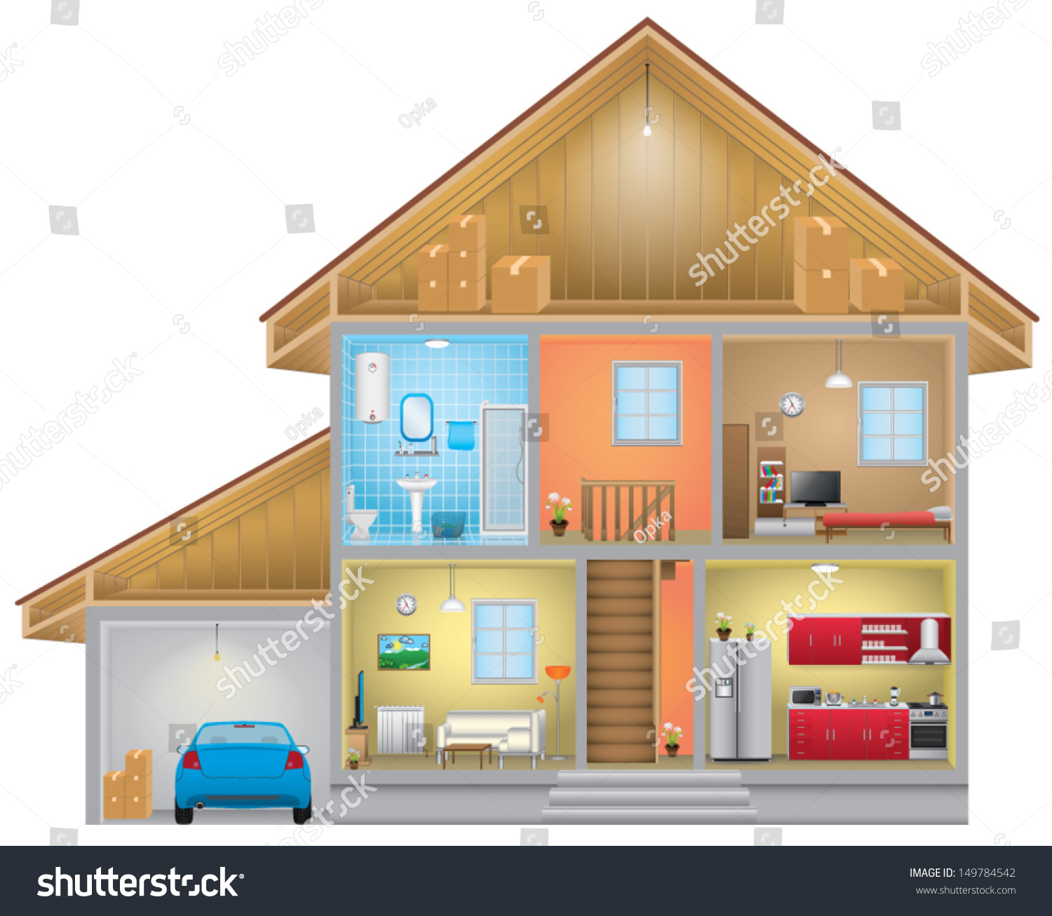 House Interior Stock Vector 149784542 - Shutterstock
