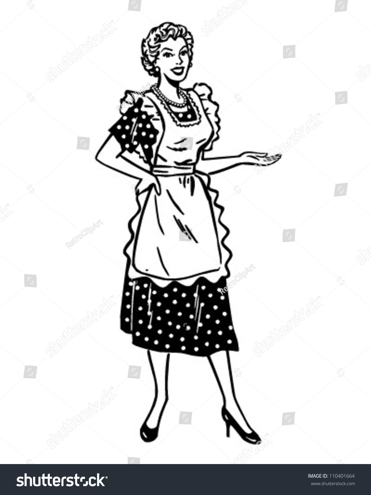 Housewife Presenter Retro Clipart Illustration