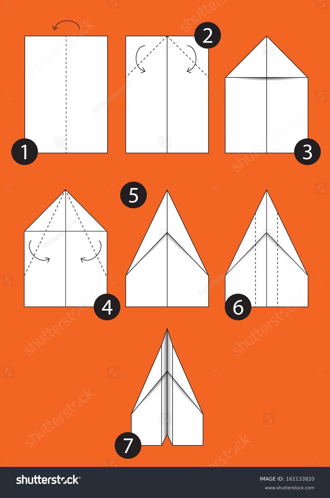 How Make Origami Paper Airplane Instructions Stock Vector 162133820