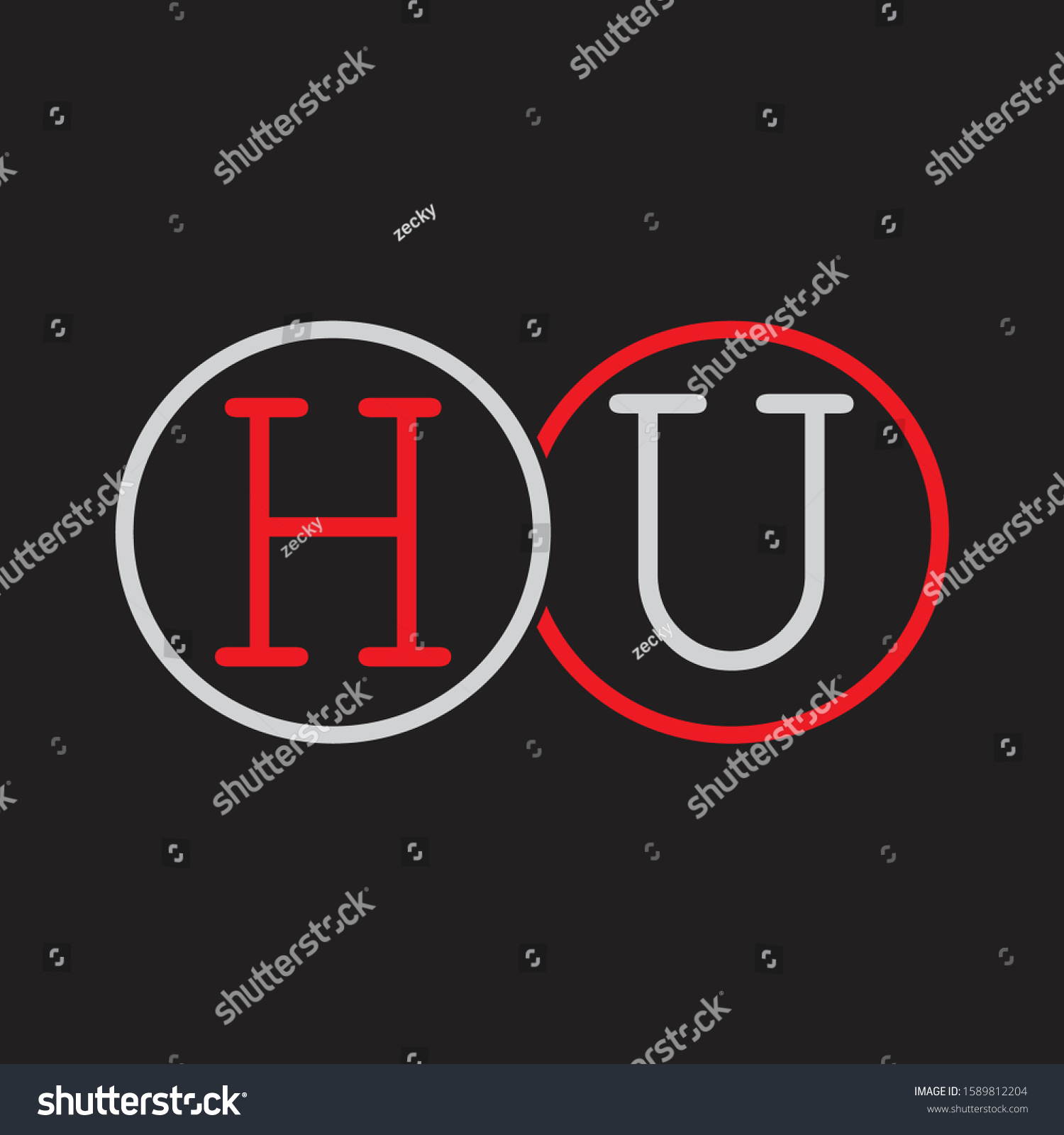 Hu Initial Letter Linked Circle Capital Stock Vector Royalty Free