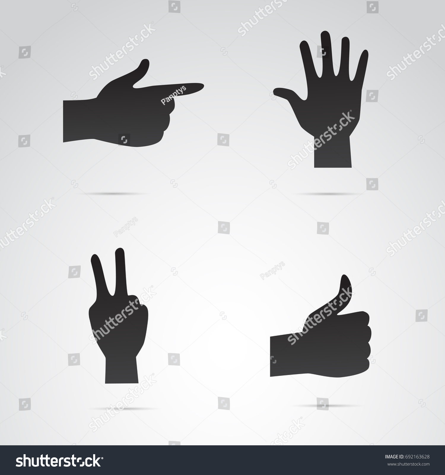 Human Hand Gesture Icon Set Isolated Stock Vector Royalty Free