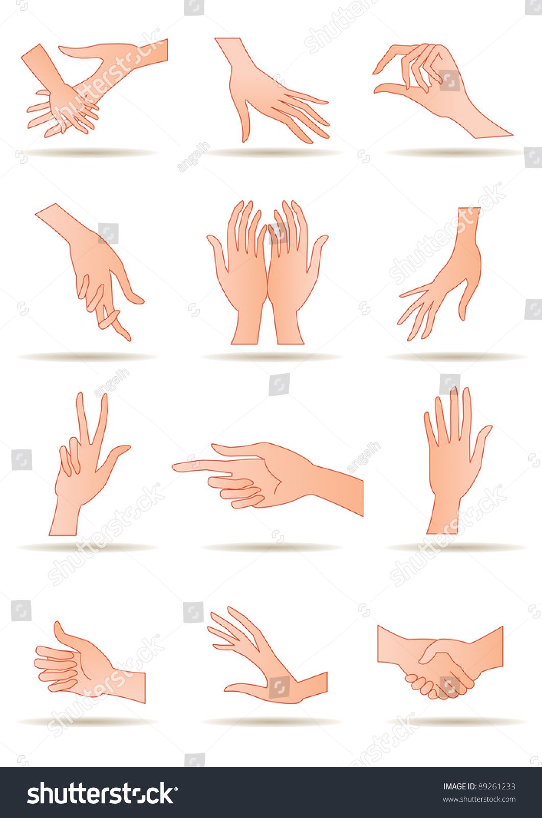 drawing hands in different positions