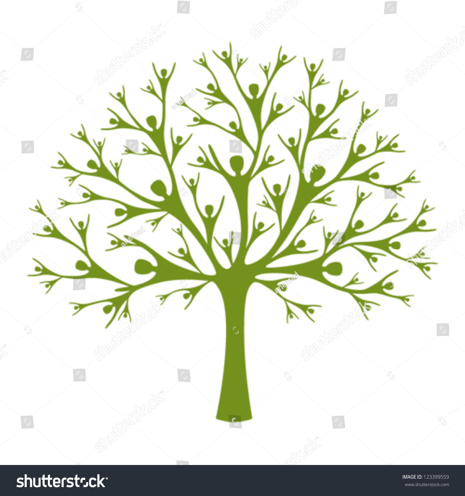 Human Tree. A Vector Tree Created Of Human Silhouettes. Concept Of