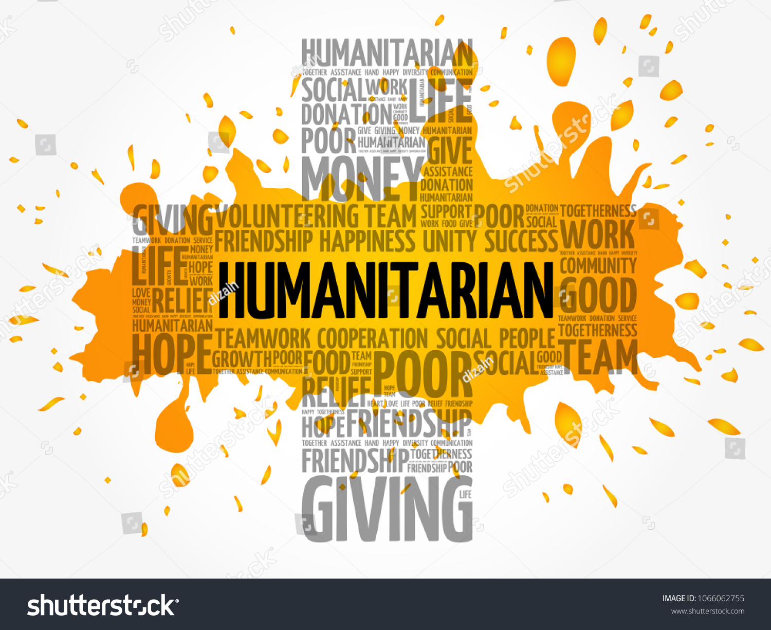 Humanitarian Word Cloud Collage Cross Concept Stock Vector Royalty