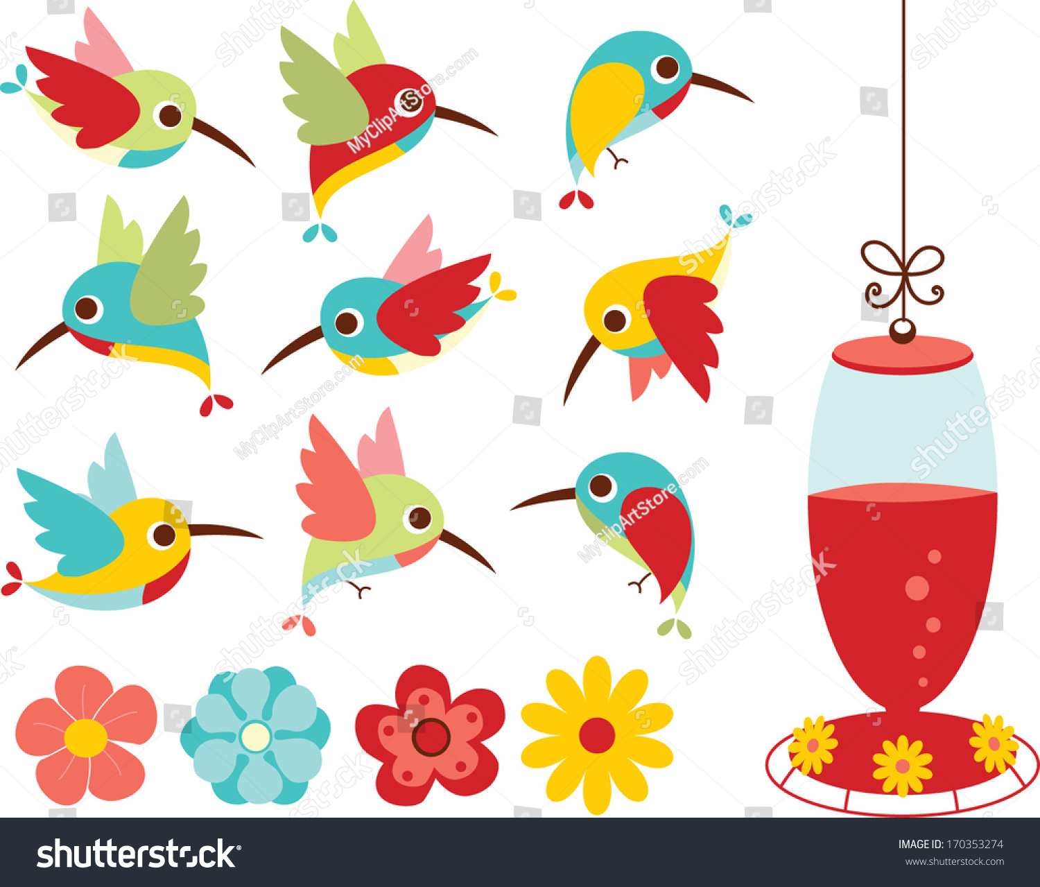 Humming Birds Stock Vector Illustration 170353274 : Shutterstock